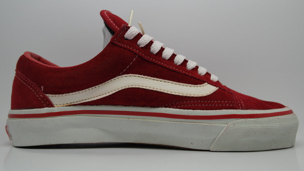 vintage vans full suede red skool og lx style 36 stacy peralta 70s 90s white on red off the wall –