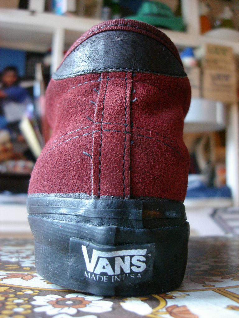 maroon vans black sole